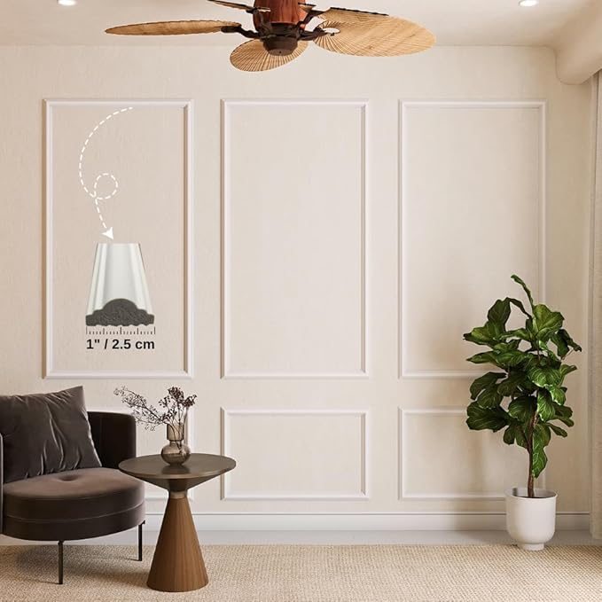 Peel and Stick Wall Molding Kit – Pre-Cut & Primed Trim Package, DIY Self-Adhesive Wainscoting Panels, Paintable Polystyrene Wall Frame, Easy Wall Upgrade (Model-2)