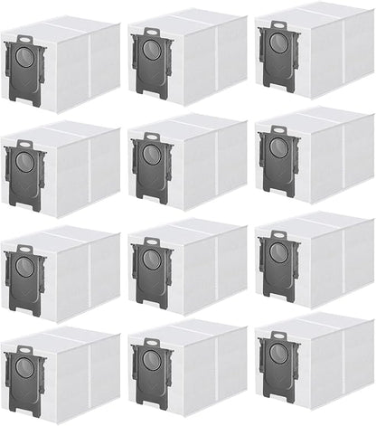 12 Packs Dust Bags Compatible with Roborock QV 35S/35A/Qrevo S5V/Saros 10/ 10R/Q Revo/Qrevo S/Qrevo 2R3W/Pro/MaxV/Master/Plus/Curv/S8 Max Ultra/S8 MaxV Ultra/Qrevo Slim Vacuum Cleaner, 3L Capacity