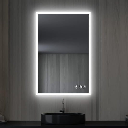 24x36 LED Mirror for Bathroom | Backlit LED Vanity Mirror with Anti-Fog, Stepless Dimmable, 3 Color Temperature | Wall Mounted Lighted Bathroom Mirror | Smart Vanity Makeup Mirror with Lights