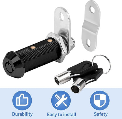 Black Cam Locks RV Storage Locks Keyed Alike, 1-1/2” Fits on 1-1/4” Max Door Thickness, RV Compartment Locks for Camper Trailer Cabinet Locks with Keys (Black 1-1/2 Inch 2Pack)