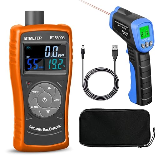 BTMETER Ammonia Gas Detector Sensor 5800G and Industrial Thermometer 981D Combo