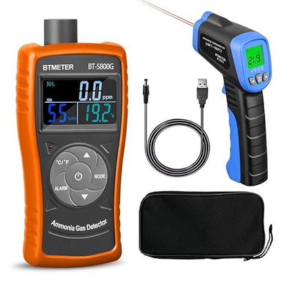 BTMETER Ammonia Gas Detector Sensor 5800G and Industrial Thermometer 981D Combo