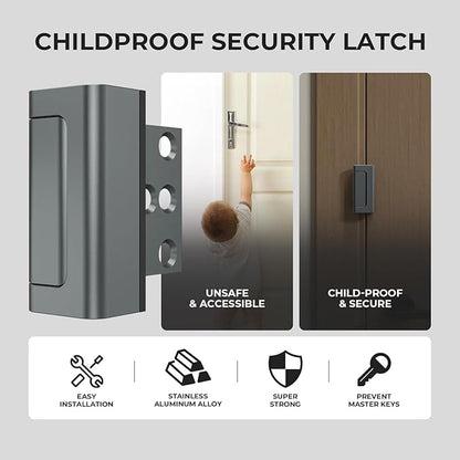 5Pack Home Security Door Reinforcement Lock Childproof, Door Locks for Kids Safety, Door Lock Latch Stopper for Front Door Inside Top of Door, Aluminum Construction Finish