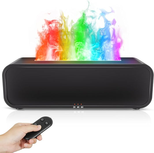 Essential Oil Diffuser, 250ml Flame Oil Diffuser - Aromatherapy Humidifier, Sound Activated Flame Effect, Rainbow Flame, Music Sync, Remote Control - Perfect for Bedroom Home Office Yoga (Black)