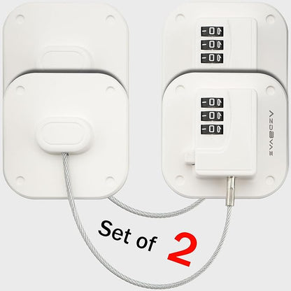 Refrigerator Lock, Heavy Duty Fridge Lock, Combination Lock for Fridge, Cabinets, Window, Drawers and Child Safety Cabinet Locks, No Drilling, Easy Install, No Keys Needed, 2 Pack, White
