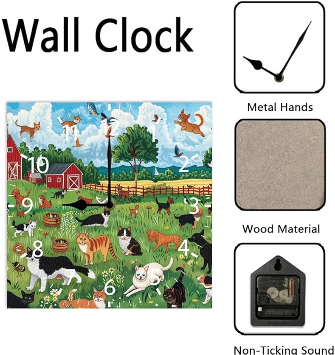10 in Dog Pooping -269 Wood Wall Clock – Digital Time Display, Smart Home Compatible for Bedside or Workspace
