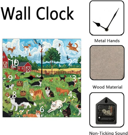 10 in Dog Pooping -269 Wood Wall Clock – Digital Time Display, Smart Home Compatible for Bedside or Workspace