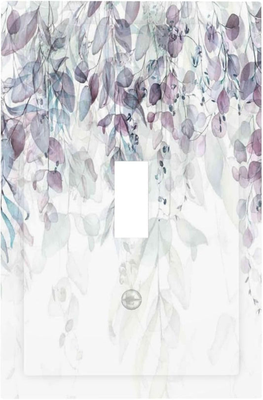 Hazy Leaves Ivy Nature Plants Eucalyptus Leave Decorative Light Switch Cover 1 Gang Single Toggle Device Electrical Faceplate Switchplates Decorator Outlet Wall Plate for Bedroom Home Decor
