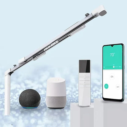 TIPIACE Rechargeable Motorized Curtain tracks to Remote Control Ceiling Mount Electric Retractable Curtain Rail Compatible with Alexa Google Home via Hub (L 36-59 inch)