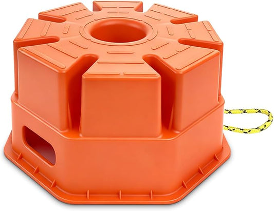 6"H Trailer Jack Block, 40000 lbs Capacity per Camper RV Stabilizer Blocks for Any Tongue Jack, Post, Foot, 5th Wheels, Round Square or Scissor Stabilizer, Stackable & Portable, 1 Pack, Orange