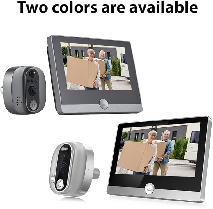 WiFi 1080P Video Doorbell Camera, 2.4GHz Peephole Camera Door Viewer with 4.3inch LCD Display, 120 Degree View Angle, Night Vision, Motion Detection, 2-Way Audio, Rechargeable Battery