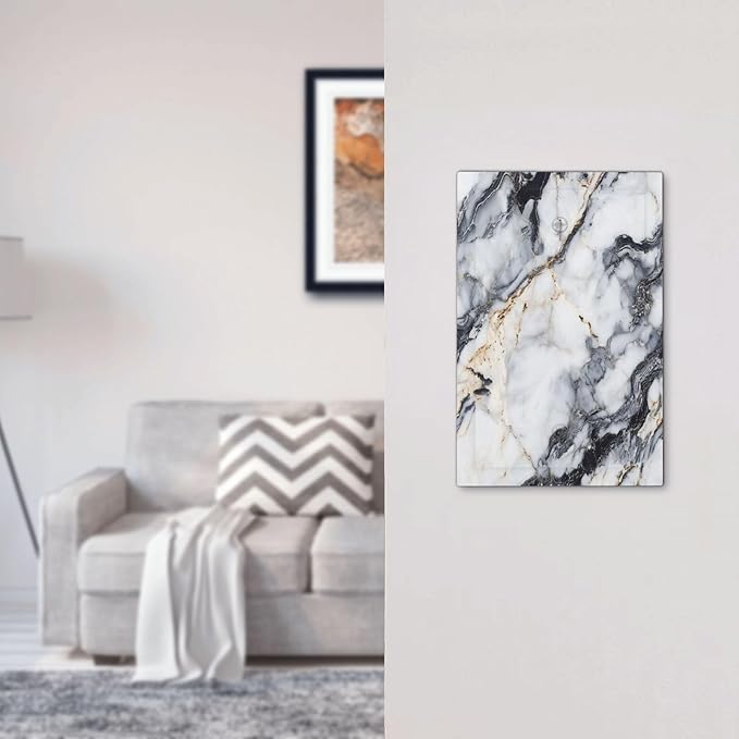 Light Switch Cover Plate Black Gold Marble Abstract Modern Luxury 1 Gang No Device Blank Wall Plate Electrical Outlet Cover Decorative Switch Plate Covers for Bedroom Home Decor