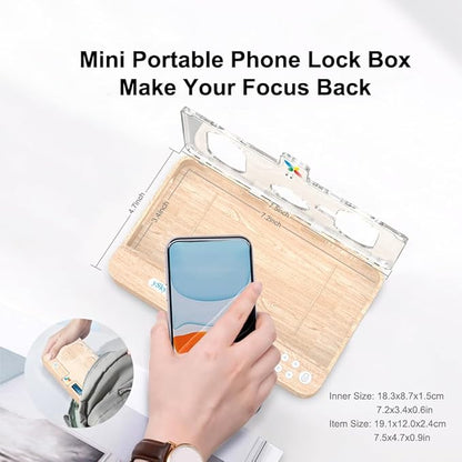 ySky Portable Timed Phone Lock Box for iPhone and Android Phones, Self-Control Timer Phone Locker Box to Help Kids,Students, Adults Focus Back(Woodgrain)
