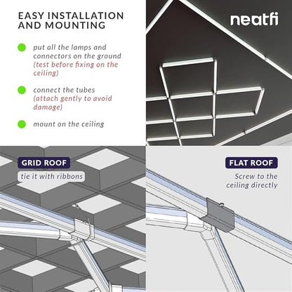 Neatfi LED Garage Lights, 56,320 Lumens, 6500K, 512W, Ultra-Bright Ceiling Lighting for Auto Shops, Car Detailing, Barber Shop, Beauty Salon, Warehouse, Basement, and Gym (Diamond Grid, White)