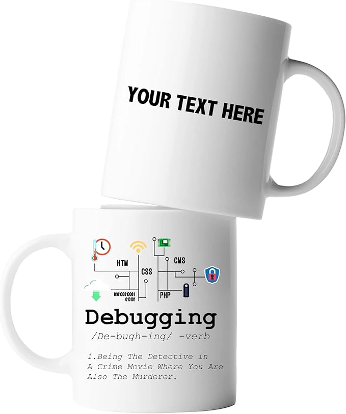 Personalized Debugging Definition Mug Customized Funny IT Programmer Programming Coding Code Coffee Mug 11oz Computer Teacher Student Present 11oz
