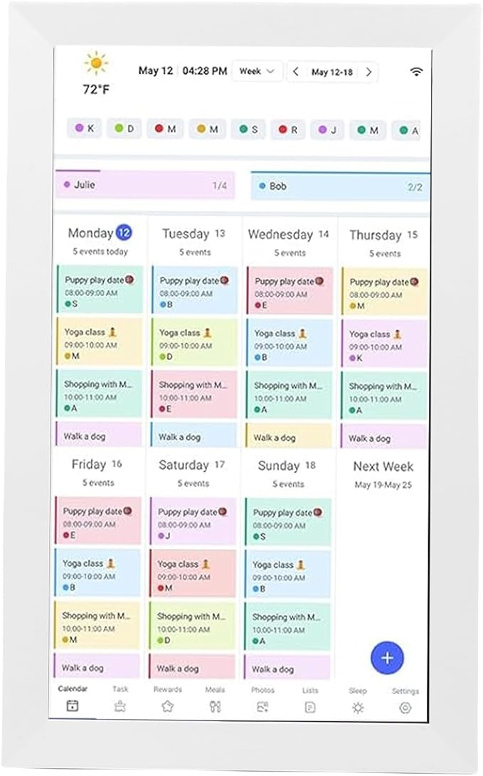 Bewinner 15.6 Inch Wall Planner Digital Calendar & Chore Chart, Smart Touchscreen Wall Calendars Interactive Display with APP for Family Schedules, Electronic Picture Frame (US Plug)