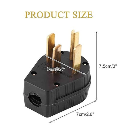 Nema 14-50P Plug 50 Amp 125/250 Volt Plug with 3 Pole 4 Wire Heavy Duty Spec Industrial Grade for Dryer and Ranges