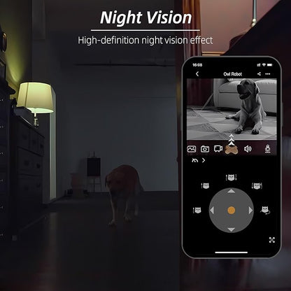 Owl Robot,Pet Camera Treat Dispenser Interactive Toy for Dogs Cats with Remote Phone App Control