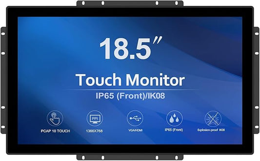 GreenTouch 18.5 Industrial Touch Monitor Open Frame, HDMI/VGA/DVI Interface, Built-in Speakers, Capacitive Touch Screen Technology