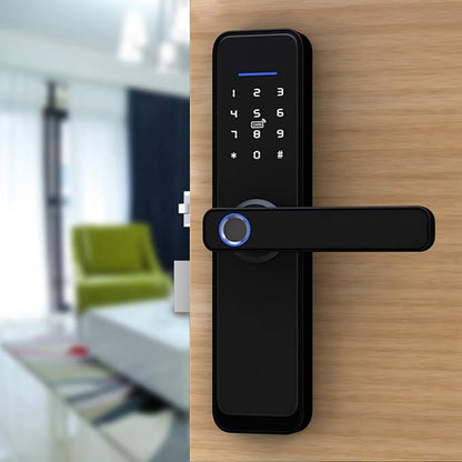 Smart Digital Door Lock, Keyless Entry Touch Keypad Deadbolt, Black, Adjustable Direction - High Security Fingerprint & Password Access, Multiple Unlock Methods, Suitable for