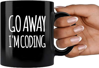 Go Away I'm Coding Coder Computer Programming Programmer Student Graduation Birthday Valentines Christmas Drinkware Novelty Coffee Ceramic Mug 11 oz Black