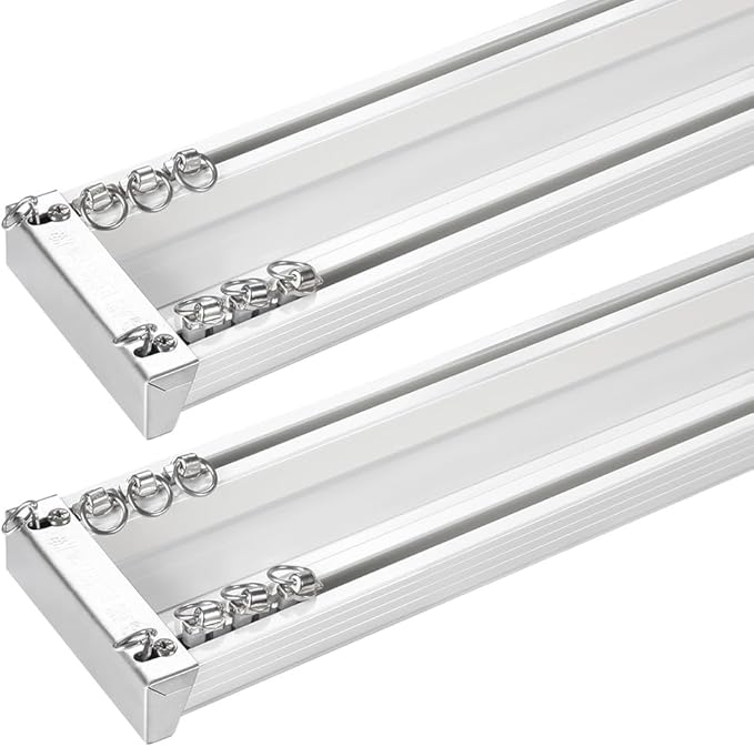 ZSHINE Heavy-Duty Curtain Conjoined Double Track rails Ceiling Mounting for Living Room Bedroom Room Divider (White 6.6ft 2sets)