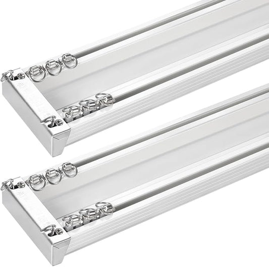 ZSHINE Heavy-Duty Curtain Conjoined Double Track rails Ceiling Mounting for Living Room Bedroom Room Divider (White 6.6ft 2sets)