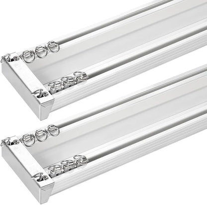ZSHINE Heavy-Duty Curtain Conjoined Double Track rails Ceiling Mounting for Living Room Bedroom Room Divider (White 9.5ft 2sets)