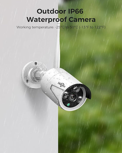 Hiseeu 100ft WiFi Pro Security Camera System, 16CH 4K NVR Kit, Wired Plug-in Powered 8Pcs 5MP CCTV Home Security Camera System for Indoor/Outdoor Use, Night Vision, IP66, Motion Detection, 3TB HDD