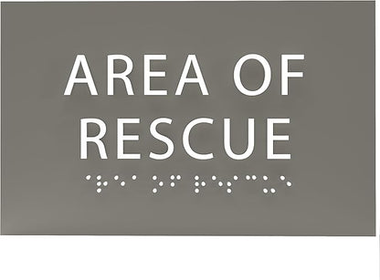 6" X4" Area of Rescue Sign - ADA Compliant Tactile Graphics Grade 2 Braille Text Wall Sign | Emergency Assistance, Refuge Place Sign for Schools, Offices, Apartments & Restaurants