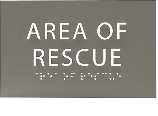 6" X4" Area of Rescue Sign - ADA Compliant Tactile Graphics Grade 2 Braille Text Wall Sign | Emergency Assistance, Refuge Place Sign for Schools, Offices, Apartments & Restaurants