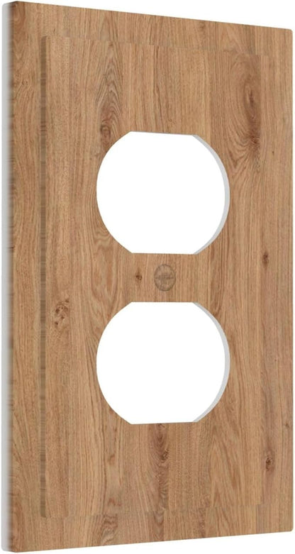 Outlet Covers Vintage Rustic Wood Color Brown Wood Grain 1 Gang Duplex Electrical Receptacle Faceplate Light Switch Cover Wall Plate Decorative Switch Plates for Farmhouse Cabin Decor