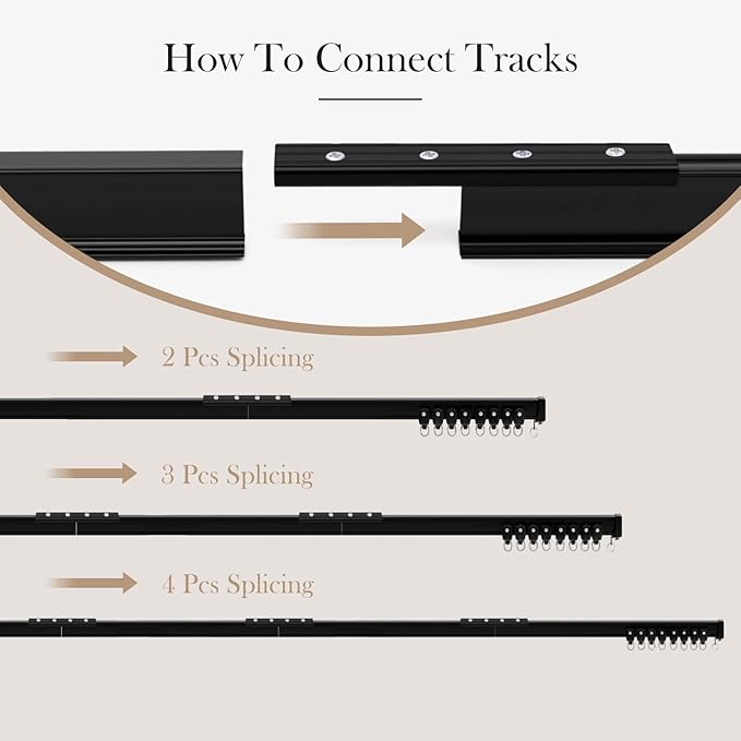 Flexible Ceiling Curtain Tracks, Ceilings Track for Curtains, Aluminum Curtains Track Ceilings Mount,Wall Mount Curtain Rail, Ceiling Curtain Rod, Sliding Curtain Tracks with Clips (Black 12FT)