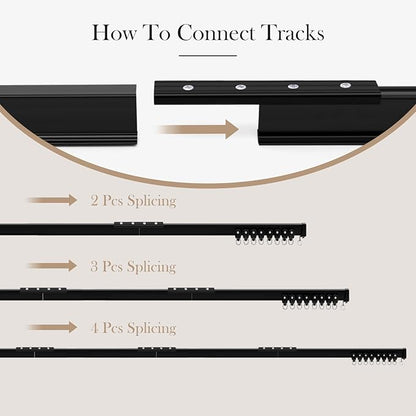Flexible Ceiling Curtain Tracks, Ceilings Track for Curtains, Aluminum Curtains Track Ceilings Mount,Wall Mount Curtain Rail, Ceiling Curtain Rod, Sliding Curtain Tracks with Clips (Black 18FT)