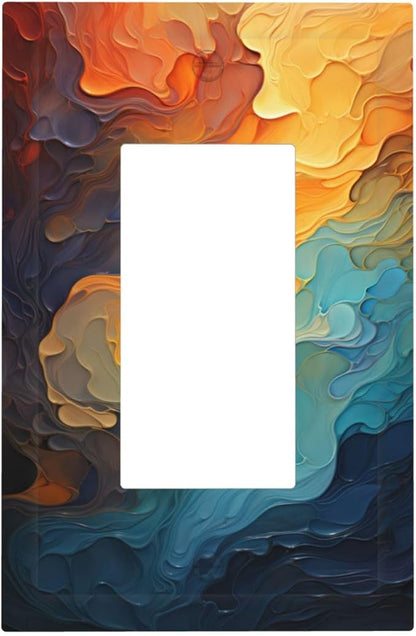 Outlet Covers Abstract Colorful Modern Luxury Rainbow 1 Gang Wall Plates Single Rocker Light Switch Covers Decorative Switch Plates Electrical GFCI Panel Covers for Home Office Decor 5 X 3 IN