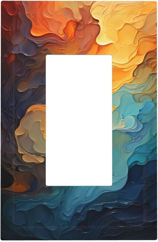 Outlet Covers Abstract Colorful Modern Luxury Rainbow 1 Gang Wall Plates Single Rocker Light Switch Covers Decorative Switch Plates Electrical GFCI Panel Covers for Home Office Decor 5 X 3 IN