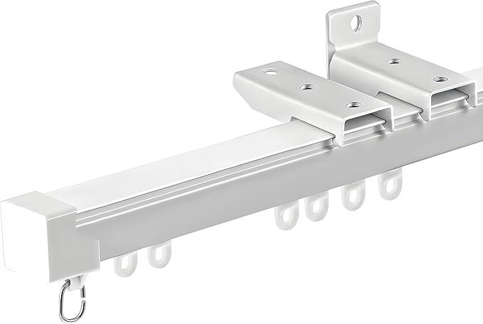 Retractable Curtain Track System, 13.5-15.1ft/161.4-181.1in Ceiling & Wall Mounting Aluminum Heavy Duty Track for Curtains with Silent Rollers, Adjustable Rod Rail for Room Divider/Shower/Living Room