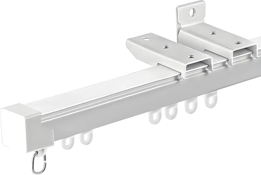 Retractable Curtain Track System, 13.5-15.1ft/161.4-181.1in Ceiling & Wall Mounting Aluminum Heavy Duty Track for Curtains with Silent Rollers, Adjustable Rod Rail for Room Divider/Shower/Living Room