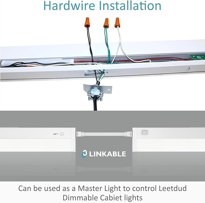 LED Under Cabinet Lighting Motion Sensored Hardwired with Built-in Dimmer, 24 Inch 12W Dimmable 5 Color 2700/3000/3500/4000/5000K, Linkable Eyes Care for Kitchen, Counter, ETL Listed, White