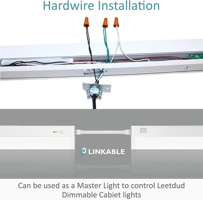 LED Under Cabinet Lighting Motion Sensored Hardwired with Built-in Dimmer, 32 Inch 16W Dimmable 5 Color 2700/3000/3500/4000/5000K, Linkable Eyes Care for Kitchen, Counter, ETL Listed, White