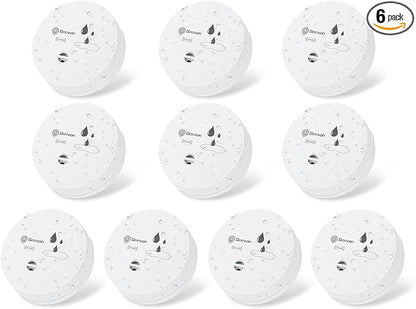 Geevon 6 Pack Water Leak Detectors, 100dB Water Sensor Alarms Flood Detector for Basements, Bathrooms, Laundry Rooms, Kitchens, Garages, and Attics, Water Alarms Battery-Operated (Battery Included)