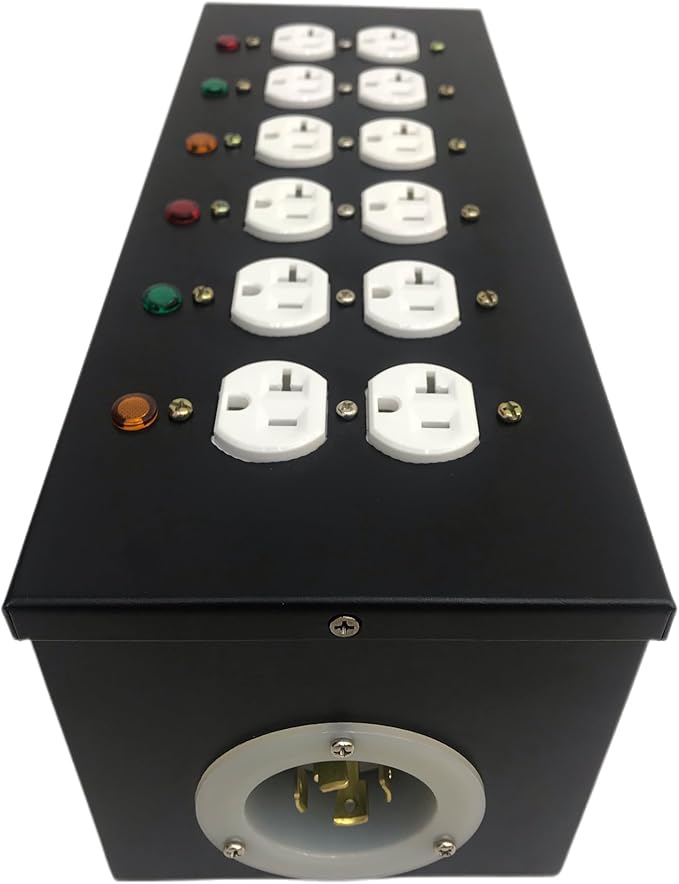 JUNMAN 6 Channel L14-30 to 12 Edison Power Distro Distributor Box for Stage DJ Lighting Party Event Show
