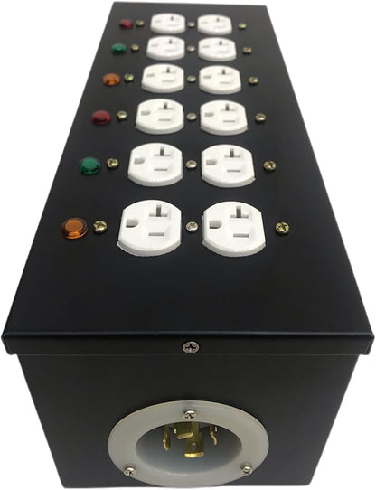 JUNMAN 6 Channel L14-30 to 12 Edison Power Distro Distributor Box for Stage DJ Lighting Party Event Show