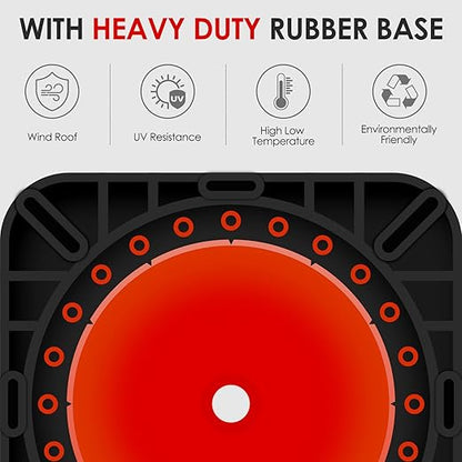 6 Pack 28" Inch Large PVC Traffic Cones with Heavy-Duty Black Base, High-Visibility All-Weather Safety Cones for Road Construction, Parking Lot, Garage Use (6, Orange, 28" Large)