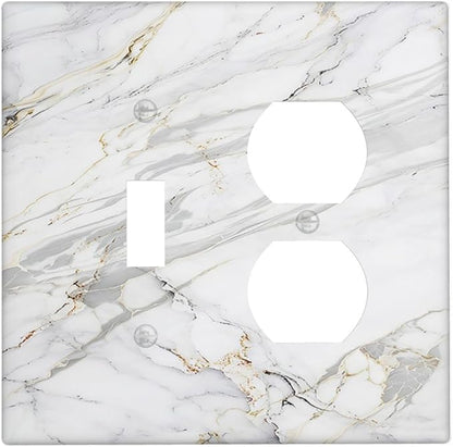 Outlet Covers Gray Gold Marble Abstract Modern Luxury 1 Toggle 1 Duplex Switch Plate Covers Electrical Light Switch Cover Plate Decorative Wall Plate Socket Cover for Bedroom Home Decor