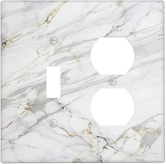 Outlet Covers Gray Gold Marble Abstract Modern Luxury 1 Toggle 1 Duplex Switch Plate Covers Electrical Light Switch Cover Plate Decorative Wall Plate Socket Cover for Bedroom Home Decor