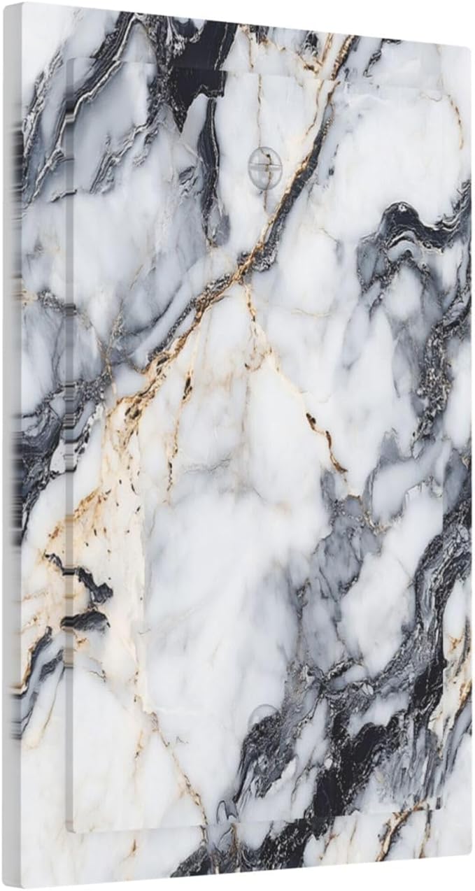 Light Switch Cover Plate Black Gold Marble Abstract Modern Luxury 1 Gang No Device Blank Wall Plate Electrical Outlet Cover Decorative Switch Plate Covers for Bedroom Home Decor