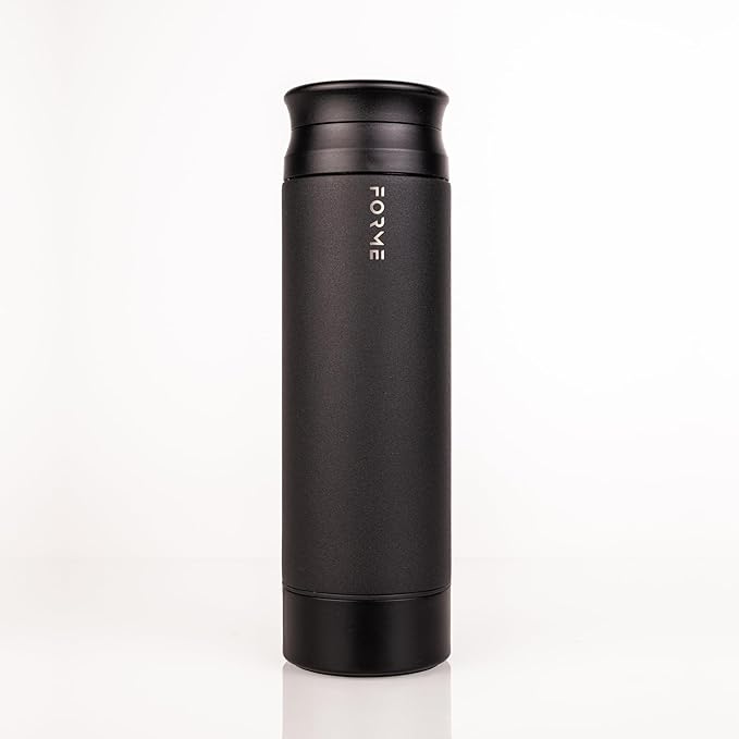 FORME - Blender Shaker Bottle, Leakproof Double Insulated Stainless Steel, Noiseless Shaker Bottle for Hot & Cold Drinks with Supplement Storage, Ideal for Protein & Shakes (Charcoal, 16.9 ounces)