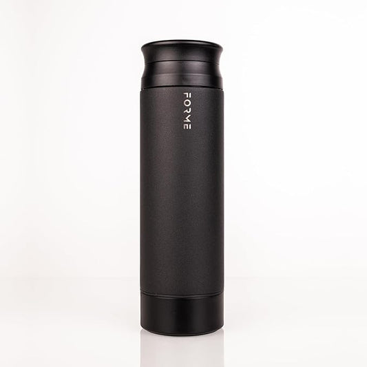 FORME - Blender Shaker Bottle, Leakproof Double Insulated Stainless Steel, Noiseless Shaker Bottle for Hot & Cold Drinks with Supplement Storage, Ideal for Protein & Shakes (Charcoal, 16.9 ounces)