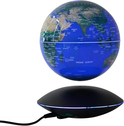 Magnetic Levitation Floating Globe, 6" World Geographic Globes Anti Gravity 360 Rotating World Map with LED Light for Homes, Schools, Offices